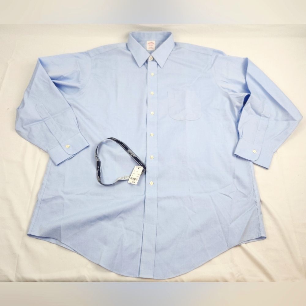 Brooks Brothers Dress Shirt Mens 17 33 Blue Long Sleeve Button Up Traditional